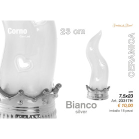 CORNO BIANCO/ARGENTO MEDIO 23CM CON LED 23317H